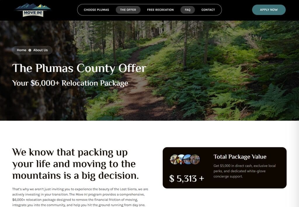 The Offer for MOVE IN! Plumas